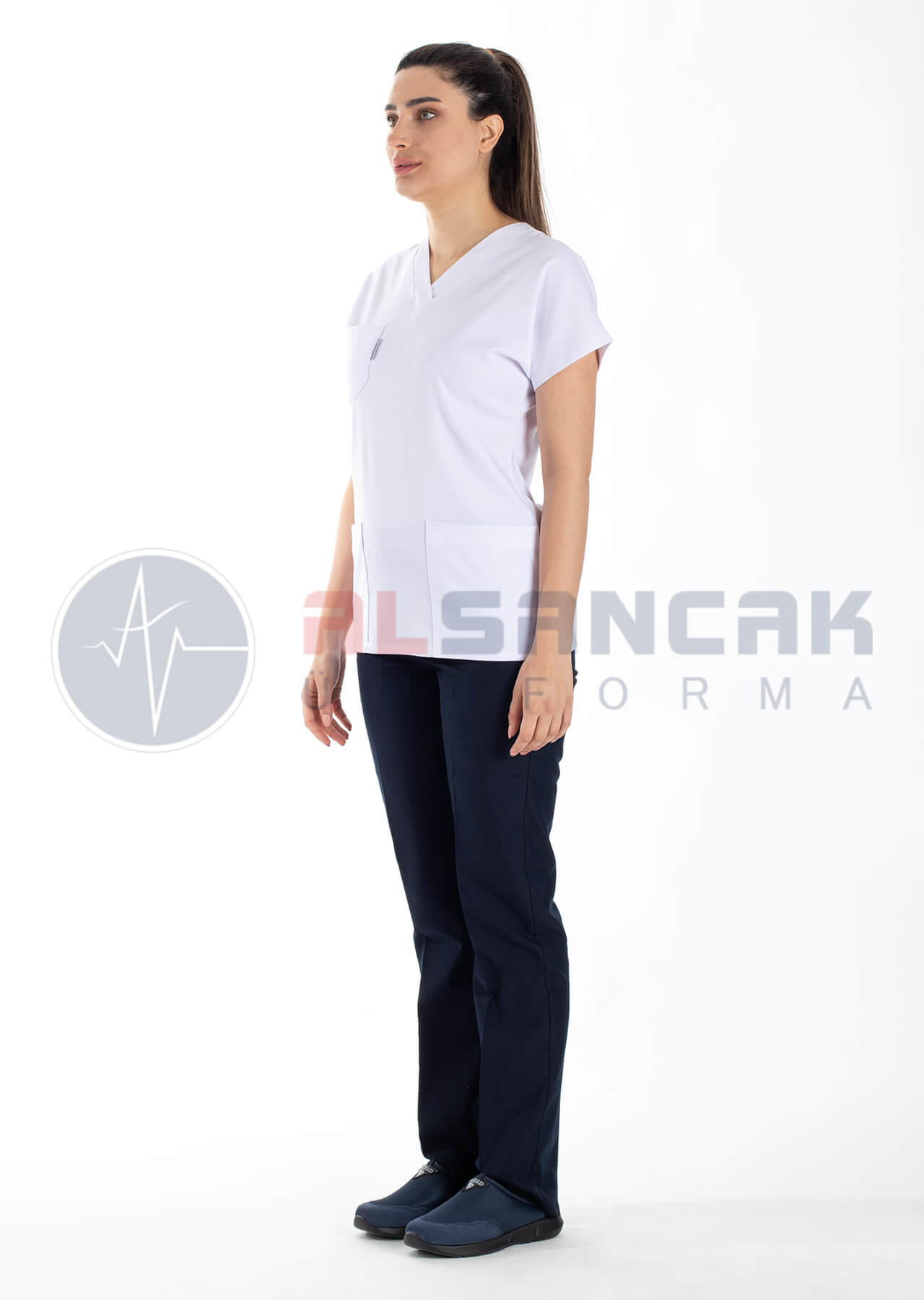 Scrubs Flex® Beyaz/Lacivert Likralı Kalın Doktor ve Hemşire Forması Scrubs Flex® Beyaz/Lacivert Likralı Kalın Doktor ve Hemşire Forması