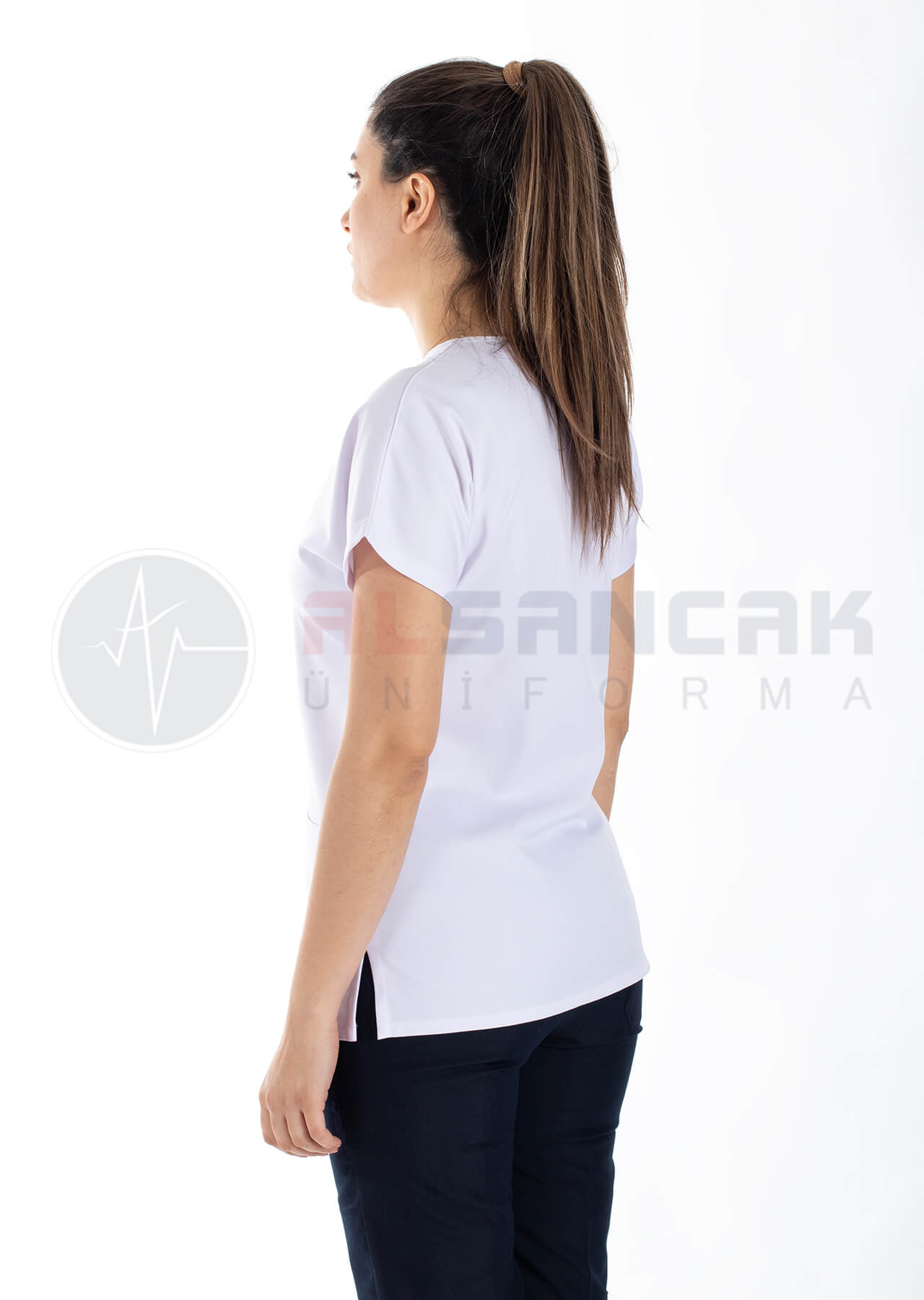 Scrubs Flex® Beyaz/Lacivert Likralı Kalın Doktor ve Hemşire Forması