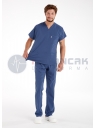 Scrubs Flex® Erkek Fırtına Mavi Soft Likralı İnce Doktor ve Hemşire Forması