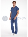 Scrubs Flex® Erkek Fırtına Mavi Soft Likralı İnce Doktor ve Hemşire Forması