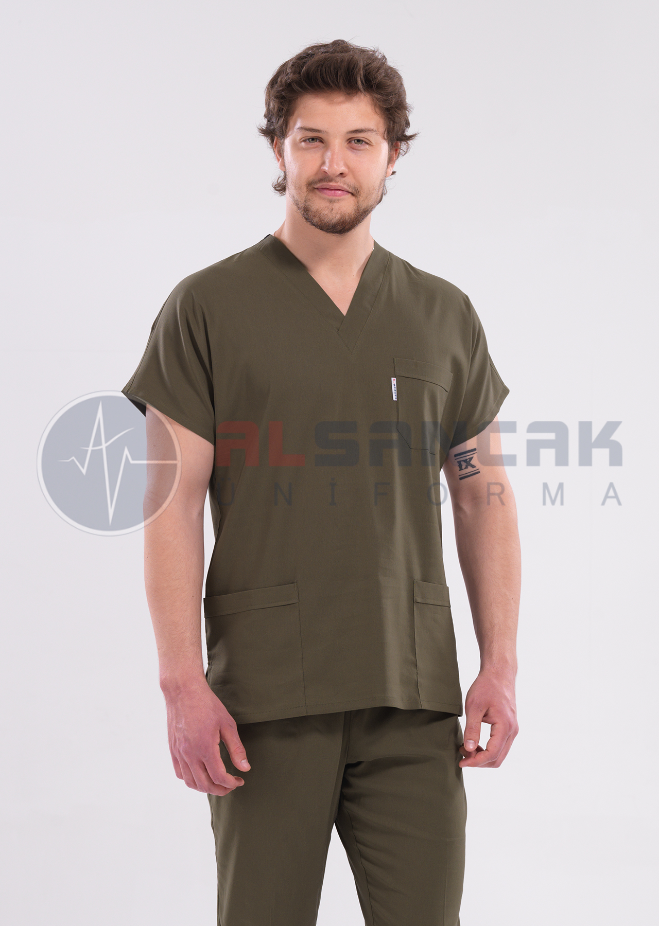 Scrubs Flex® Erkek Haki Soft Likralı İnce Doktor ve Hemşire Forması Scrubs Flex® Erkek Haki Soft Likralı İnce Doktor ve Hemşire Forması
