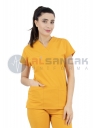Scrubs Flex® Hardal Likralı İnce Hemşire Forması Üstü Scrubs Flex® Hardal Likralı İnce Hemşire Forması Üstü
