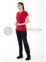 Scrubs Flex® Kırmızı/Siyah Soft Likralı İnce Doktor ve Hemşire Forması