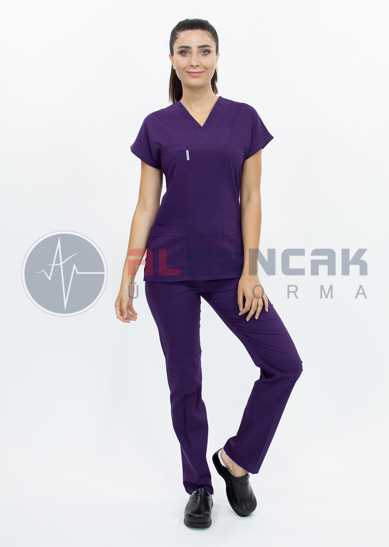 Scrubs Flex® Koyu Mor Likralı Alpaka Doktor ve Hemşire Forması Scrubs Flex® Koyu Mor Likralı Alpaka Doktor ve Hemşire Forması