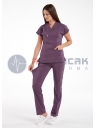 Scrubs Flex® Mürdüm Likralı İnce Doktor ve Hemşire Forması