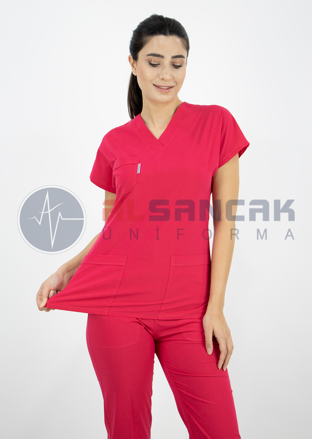 Scrubs Flex® Nar Çiçeği Likralı İnce Doktor ve Hemşire Forması Scrubs Flex® Nar Çiçeği Likralı İnce Doktor ve Hemşire Forması