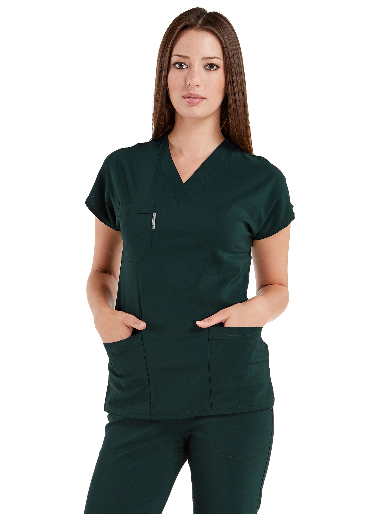Ördekbaşı Yeşili Likralı İnce Scrubs Doktor Hemşire Forması Takımı