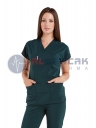Scrubs Flex® Ördekbaşı Yeşili Soft Likralı İnce Doktor ve Hemşire Forması