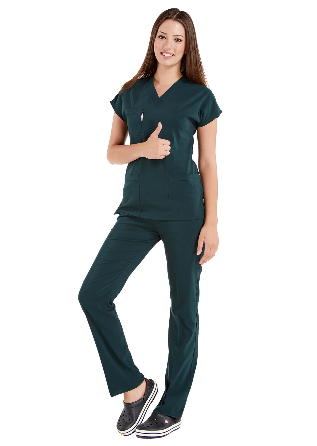 Ördekbaşı Yeşili Likralı İnce Scrubs Doktor Hemşire Forması Takımı Ördekbaşı Yeşili Likralı İnce Scrubs Doktor Hemşire Forması Takımı