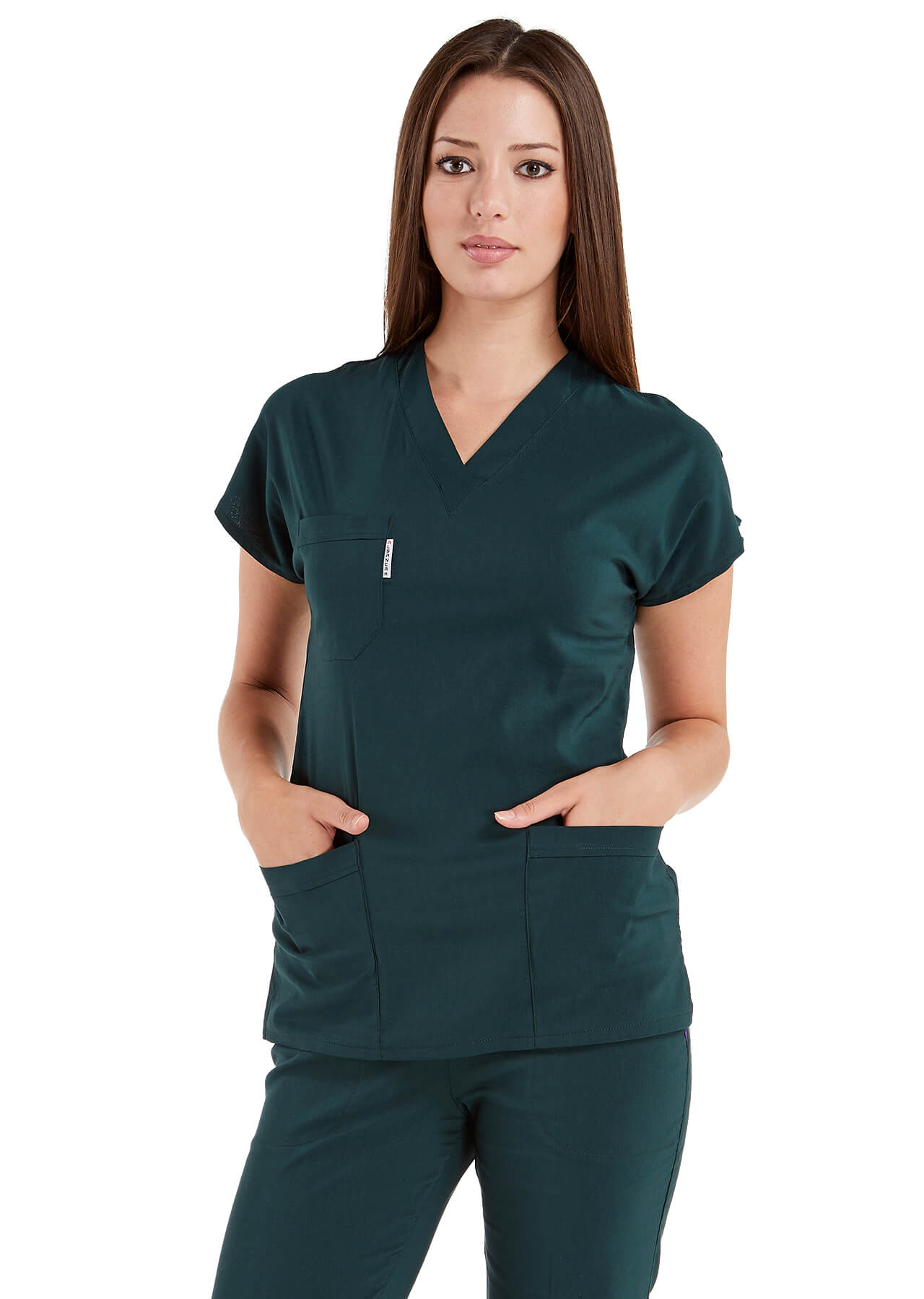 Ördekbaşı Yeşili Likralı İnce Scrubs Doktor Hemşire Forması Takımı Ördekbaşı Yeşili Likralı İnce Scrubs Doktor Hemşire Forması Takımı