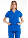 Saks Mavi Likralı İnce Scrubs Doktor Hemşire Forması Takımı Saks Mavi Likralı İnce Scrubs Doktor Hemşire Forması Takımı