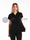 Scrubs Flex® Siyah Soft Likralı İnce Hemşire Doktor Forması Üstü Scrubs Flex® Siyah Soft Likralı İnce Hemşire Doktor Forması Üstü