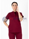 Snap Model Likralı Bordo Doktor ve Hemşire Forması Takımı Snap Model Likralı Bordo Doktor ve Hemşire Forması Takımı