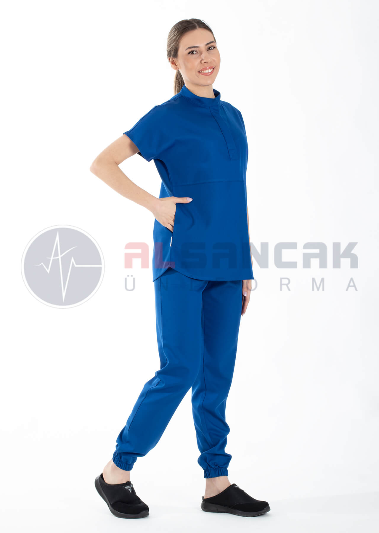 Snap Model Saks Mavi Likralı Doktor ve Hemşire Forması