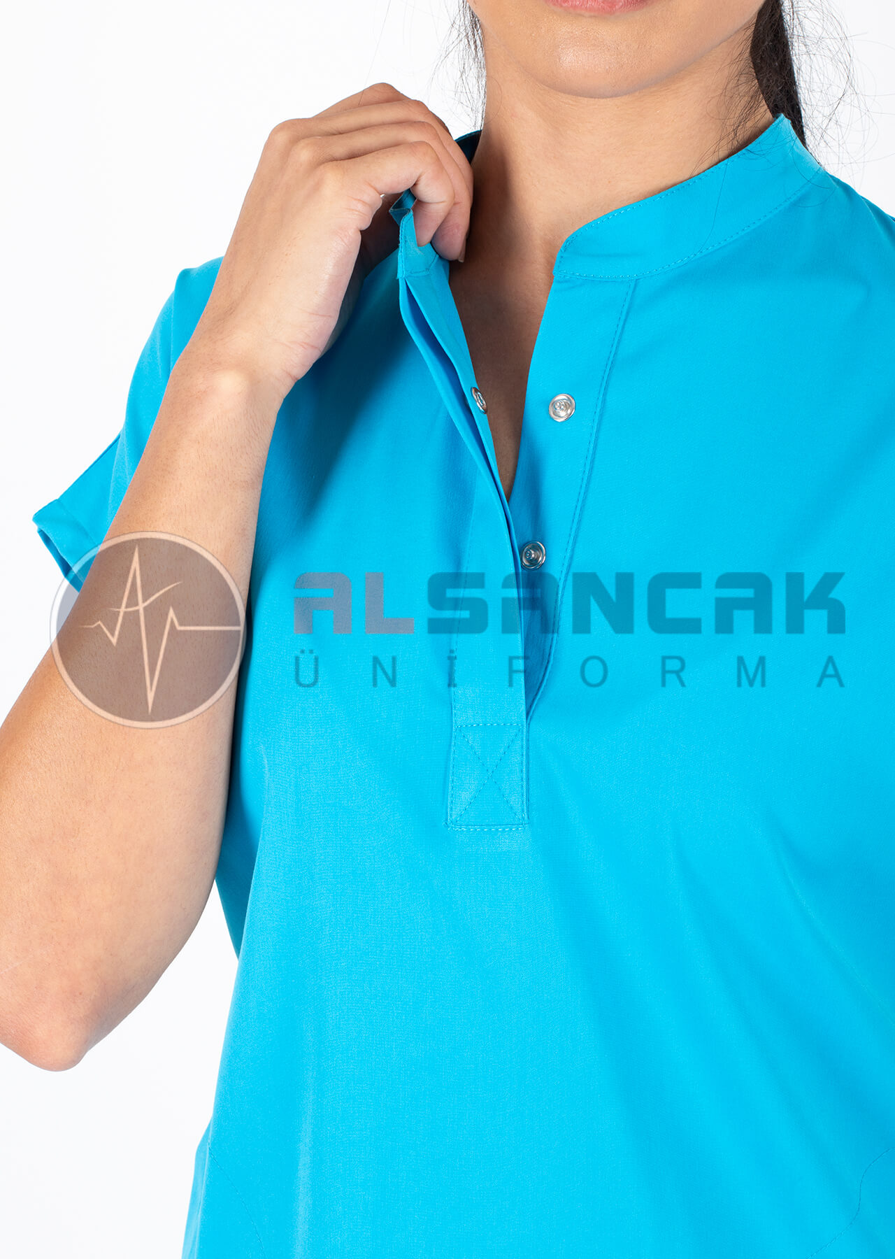 Snap Model Likralı Turkuaz Doktor ve Hemşire Forması Takımı Snap Model Likralı Turkuaz Doktor ve Hemşire Forması Takımı