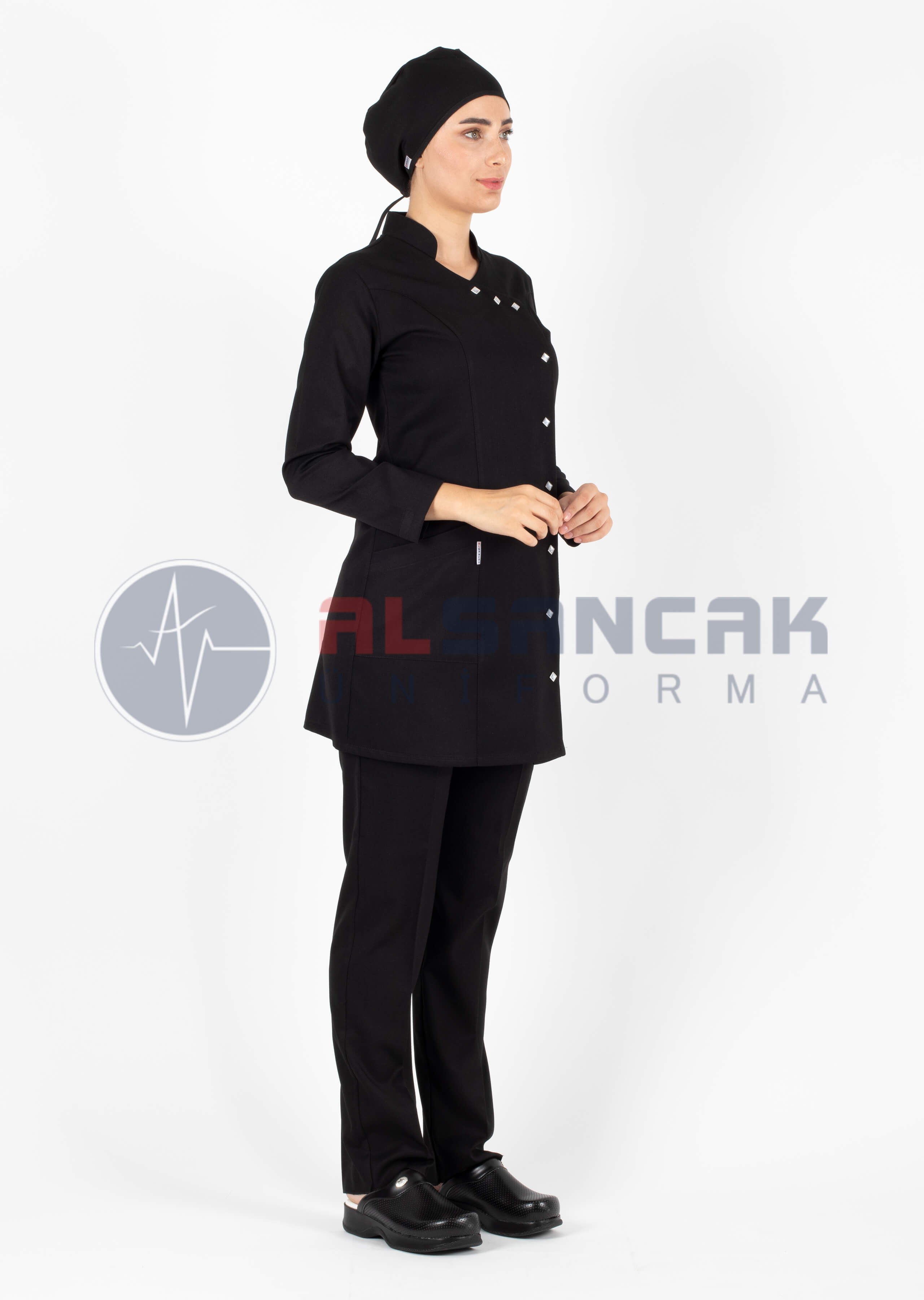 Tesettür Luxe Model Siyah Hemşire ve Doktor Forması Takımı