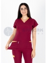 Twin Flex Bordo Likralı Hemşire Forması Twin Flex Bordo Likralı Hemşire Forması