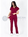 Twin Flex Bordo Likralı Hemşire Forması Twin Flex Bordo Likralı Hemşire Forması