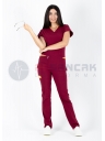 Twin Flex Bordo Likralı Hemşire Forması Twin Flex Bordo Likralı Hemşire Forması