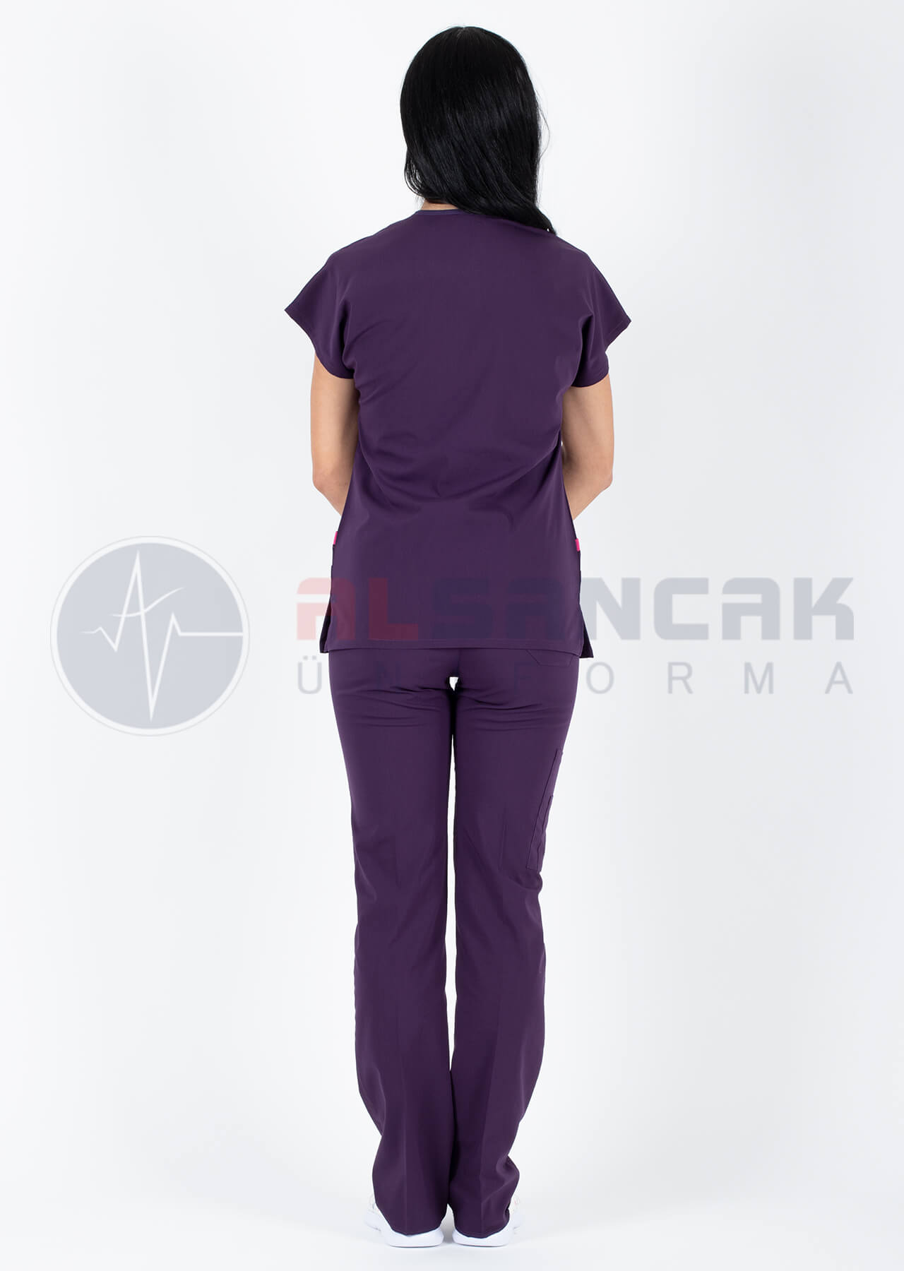 Twin Flex Koyu Mor Likralı Hemşire Forması Twin Flex Koyu Mor Likralı Hemşire Forması