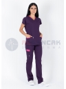 Twin Flex Koyu Mor Likralı Hemşire Forması Twin Flex Koyu Mor Likralı Hemşire Forması
