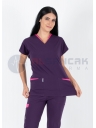 Twin Flex Koyu Mor Likralı Hemşire Forması Twin Flex Koyu Mor Likralı Hemşire Forması