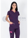 Twin Flex Koyu Mor Likralı Hemşire Forması Twin Flex Koyu Mor Likralı Hemşire Forması
