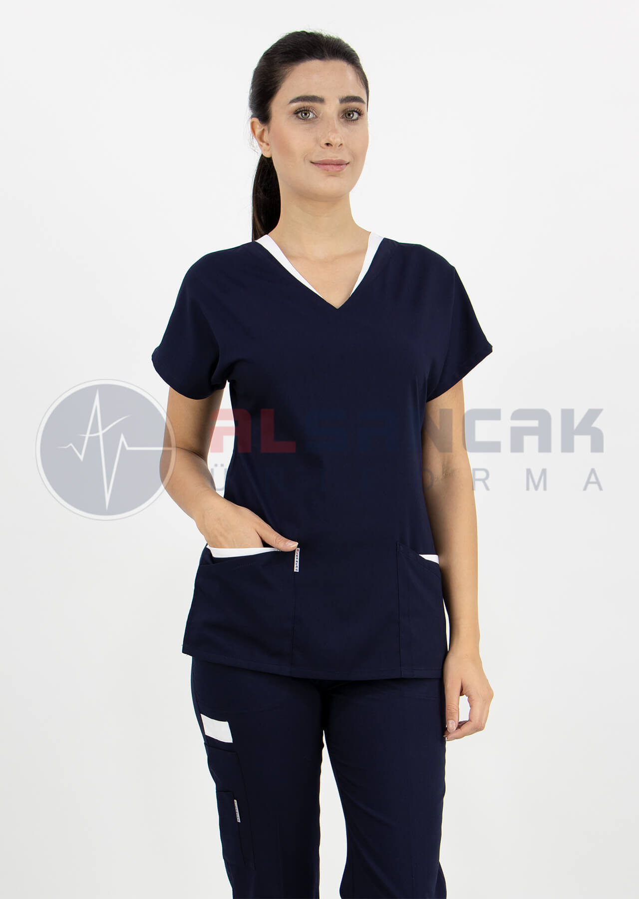 Twin Flex Lacivert Likralı Hemşire Forması Twin Flex Lacivert Likralı Hemşire Forması