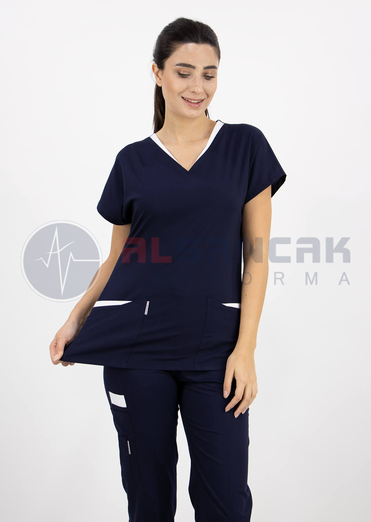 Twin Flex Lacivert Likralı Hemşire Forması Twin Flex Lacivert Likralı Hemşire Forması