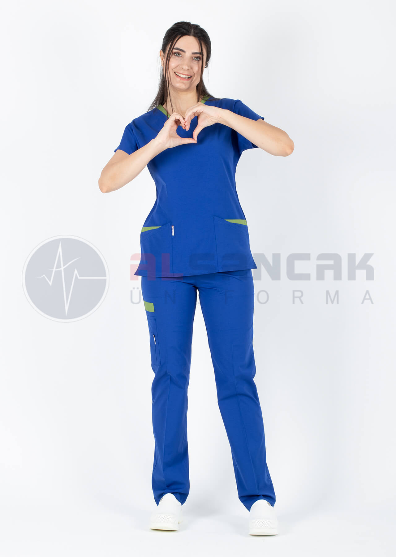 Twin Flex Saks Mavi Likralı Hemşire Forması