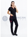 Twin Flex Siyah Likralı Hemşire Forması Twin Flex Siyah Likralı Hemşire Forması