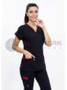 Twin Flex Siyah Likralı Hemşire Forması Twin Flex Siyah Likralı Hemşire Forması