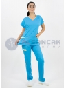 Twin Flex Turkuaz Likralı Hemşire Forması Twin Flex Turkuaz Likralı Hemşire Forması