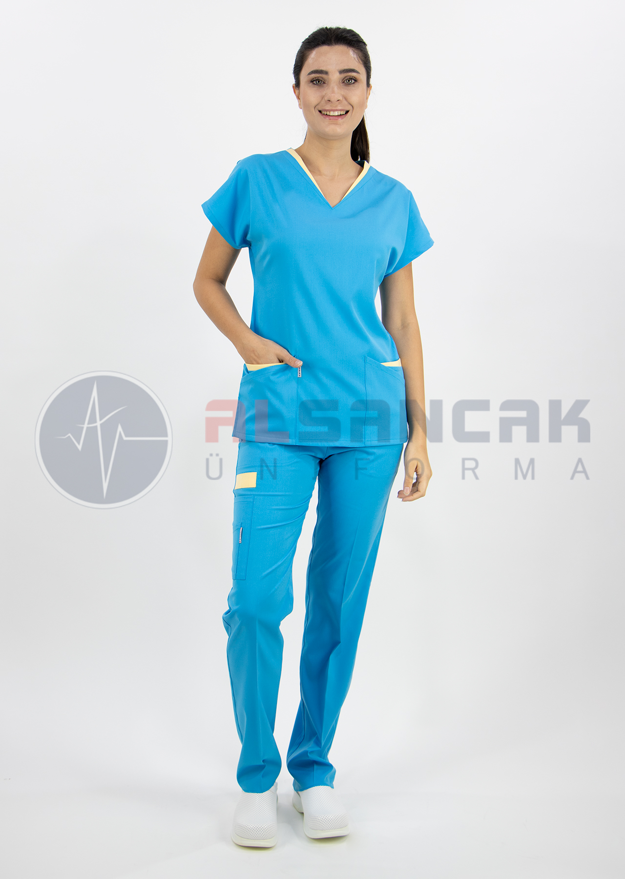 Twin Flex Turkuaz Likralı Hemşire Forması Twin Flex Turkuaz Likralı Hemşire Forması