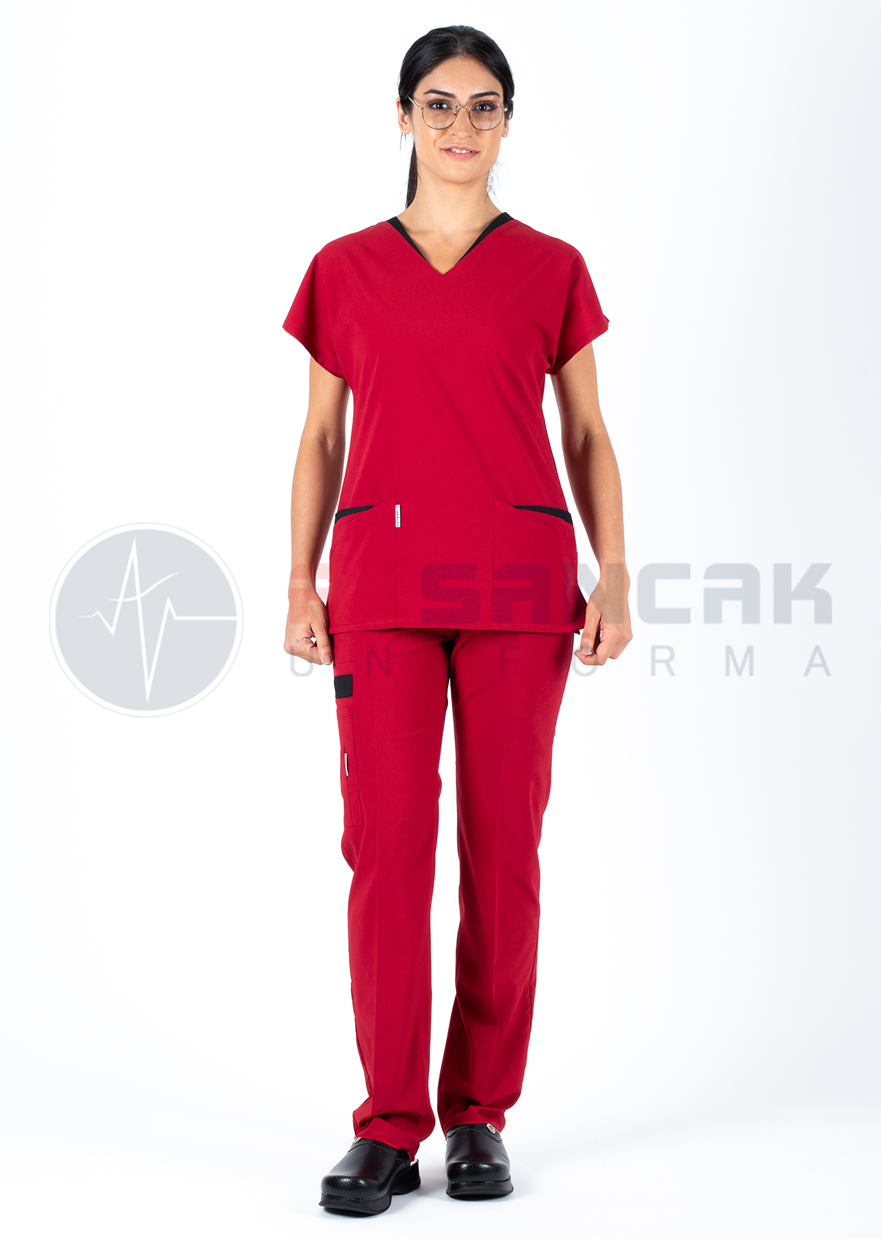 Twin Flex Kırmızı Likralı Hemşire Forması Twin Flex Kırmızı Likralı Hemşire Forması