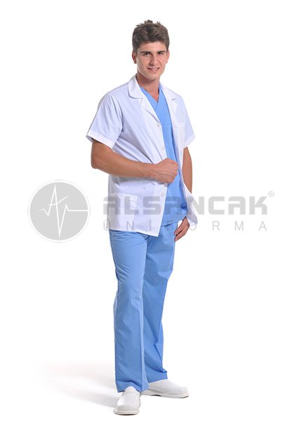 Erkek Spor Yaka Kısa Kol Beyaz Doktor Ceketi Erkek Spor Yaka Kısa Kol Beyaz Doktor Ceketi