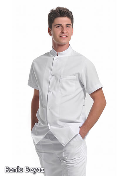 Erkek Efes Modeli - Hakim Yaka - Beyaz - Alpaka Aşçı Elbise Ceketi