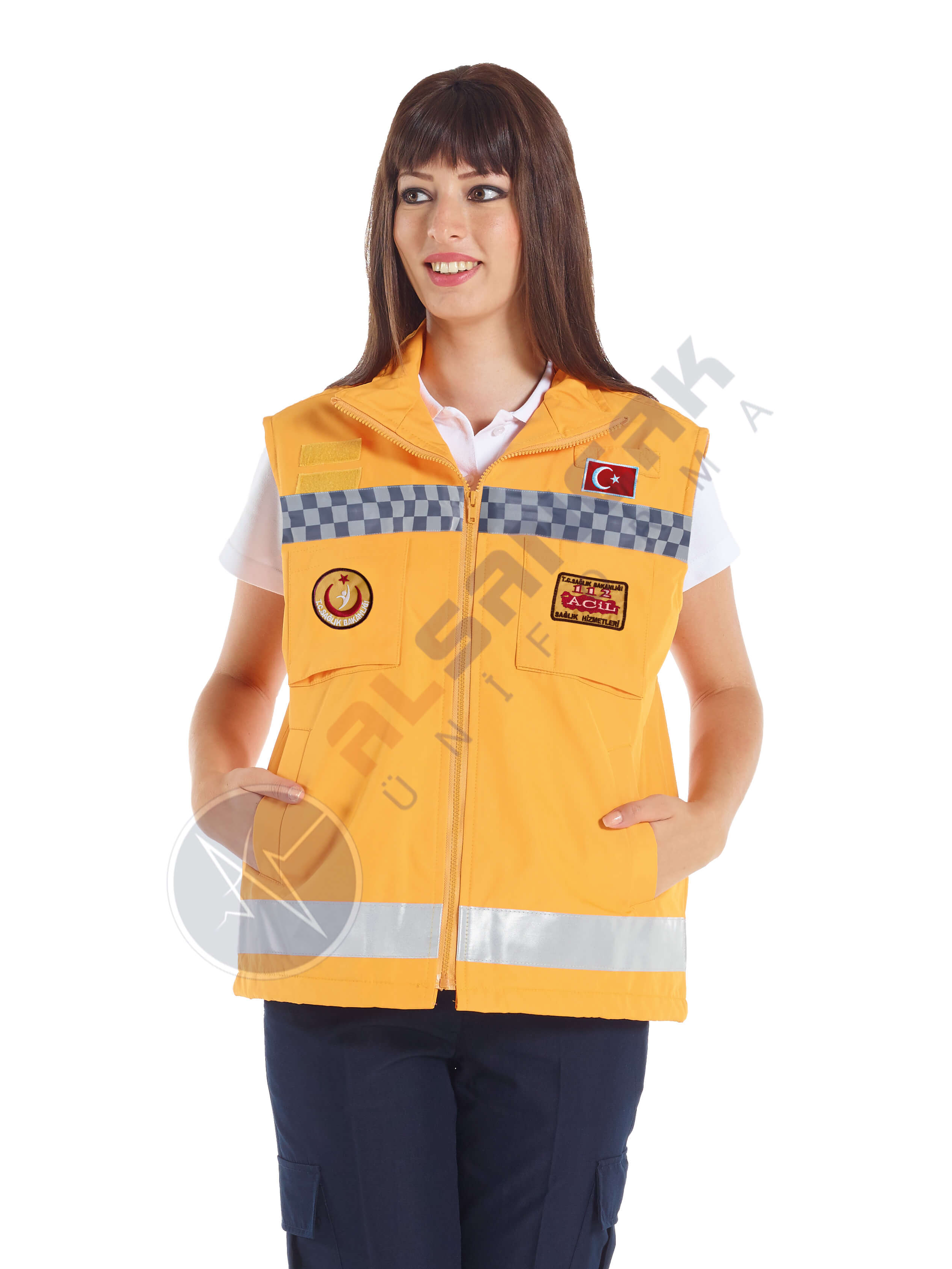 Unisex 112 Acil ATT Reflektörlü Sarı Yelek Unisex 112 Acil ATT Reflektörlü Sarı Yelek