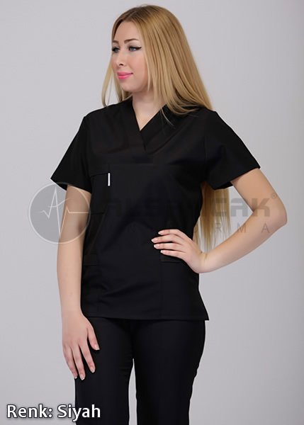 Kadın Basic (V Yaka) Alpaka Kumaş Doktor ve Hemşire Forması Takımı Kadın Basic (V Yaka) Alpaka Kumaş Doktor ve Hemşire Forması Takımı