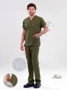 Erkek Haki Likralı Kalın Scrubs Doktor Forması Takımı