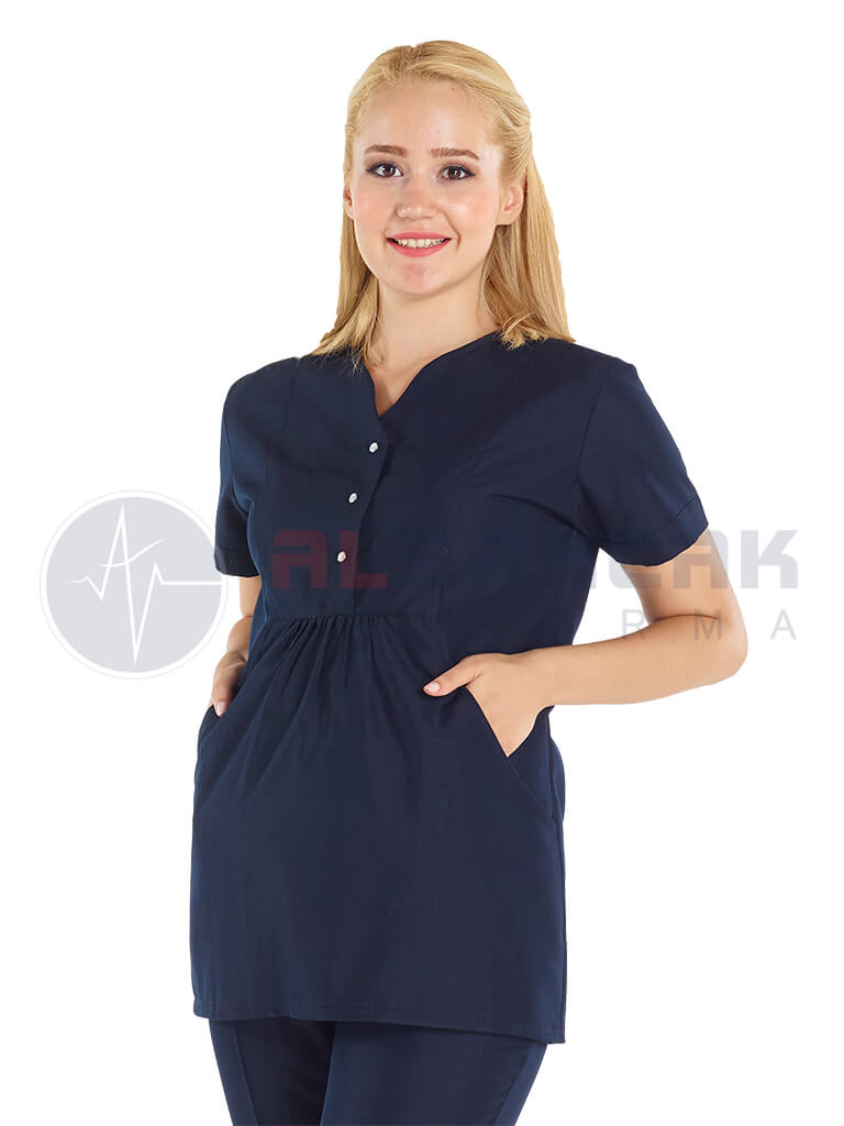 Çıtçıtlı Lacivert Hamile Hemşire ve Doktor Forması (tek üst) Çıtçıtlı Lacivert Hamile Hemşire ve Doktor Forması (tek üst)