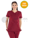 Petit Modeli Bordo Alpaka Kumaş Doktor Hemşire Forması Petit Modeli Bordo Alpaka Kumaş Doktor Hemşire Forması