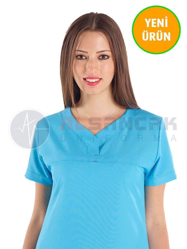 Petit Modeli Turkuaz Alpaka Kumaş Doktor Hemşire Forması Petit Modeli Turkuaz Alpaka Kumaş Doktor Hemşire Forması