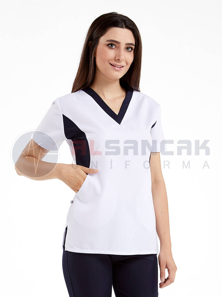 Beyaz Viva Modeli Kadın Doktor ve Hemşire Forması Beyaz Viva Modeli Kadın Doktor ve Hemşire Forması
